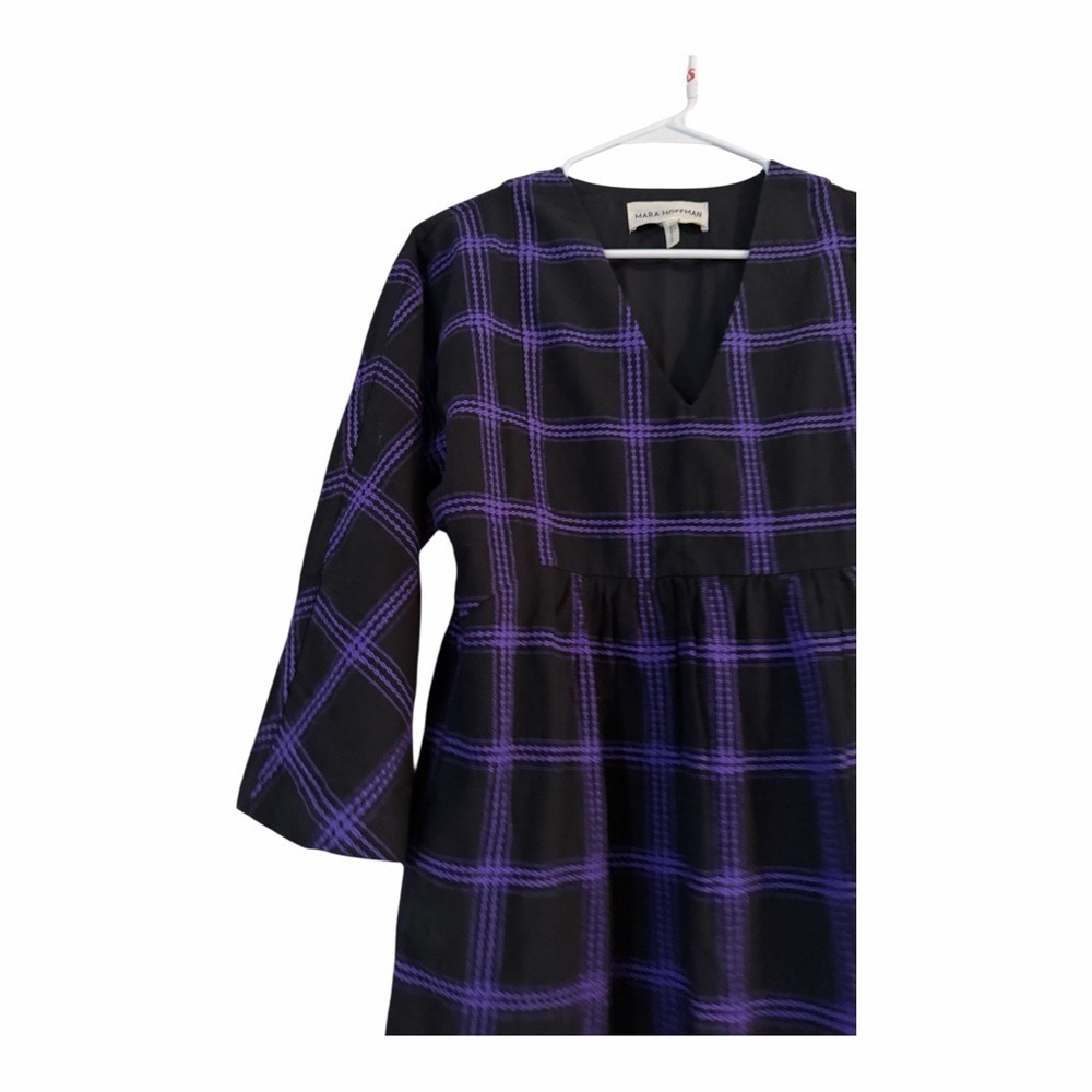 Mara Hoffman Aviva Dolman Sleeve Midi Dress Penny Plaid Purple Size XXS - Picture 4 of 5